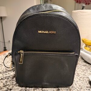 Michael Kors Black Leather Mini Backpack